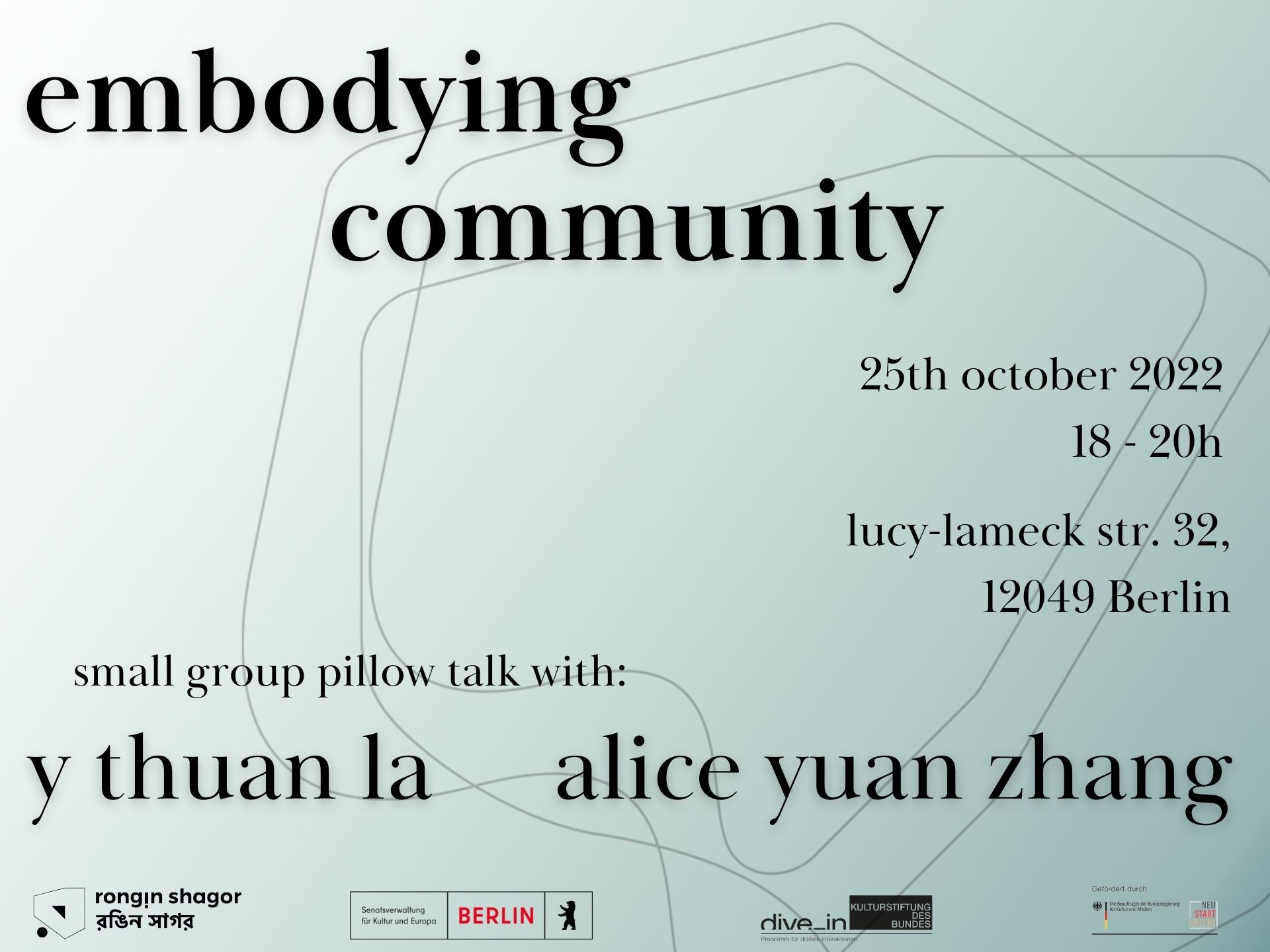 rongin shagor/রঙিন সাগর | Incarner la communauté : une discussion sur l'oreiller en petit groupe avec ALICE YUAN ZHANG 张元